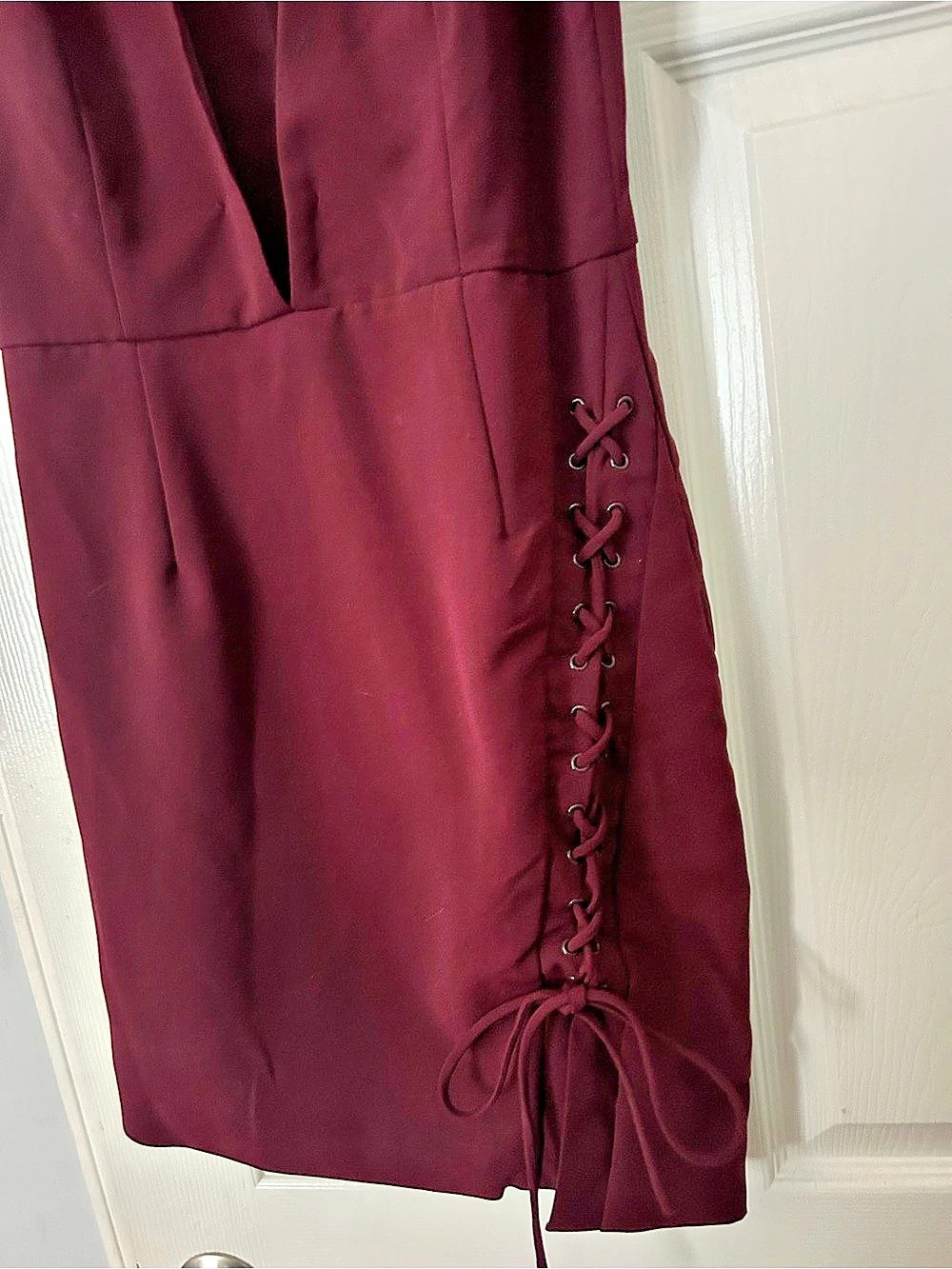 DO+BE 
Deep Plunge Asymmetrical Mini Dress Lacing Tie - Picture 3 of 4